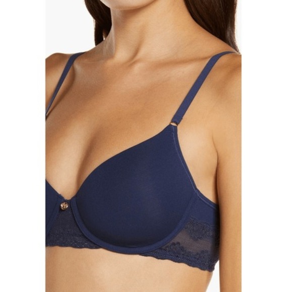 Natori Bliss Perfection Underwire Contour Tee Shirt Bra,‎ Navy, Size 36C, NWT - Picture 3 of 4